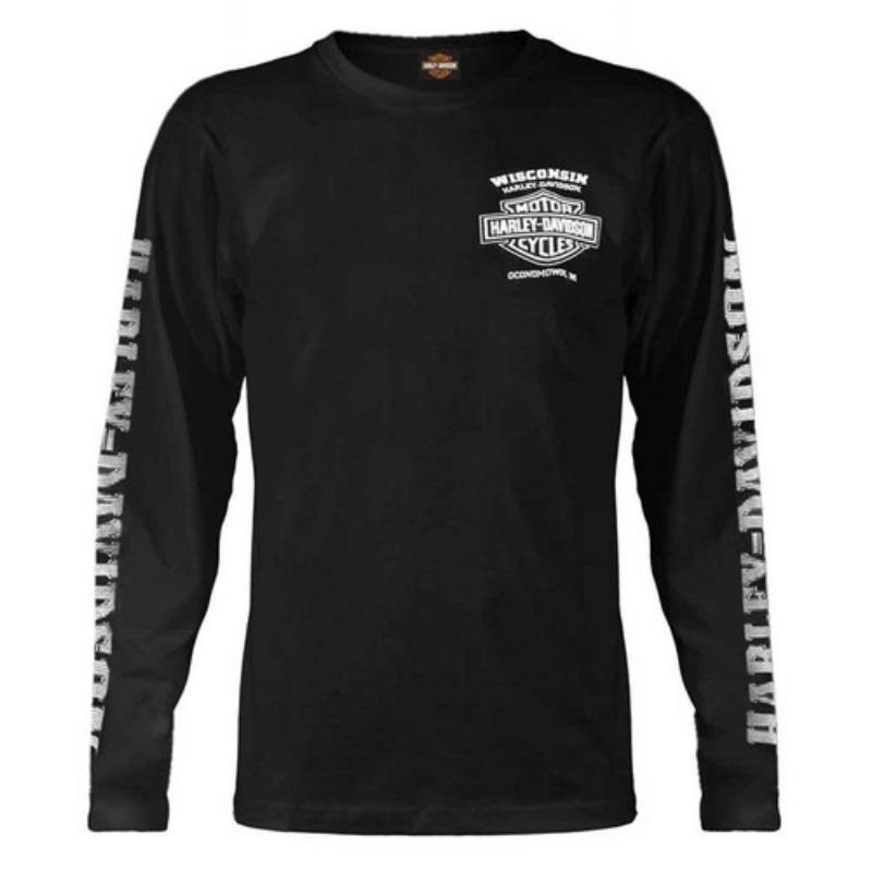 Harley-Davidson 30295296 Herren Locker geschnittenes Langarm-T-Shirt - Schwarz