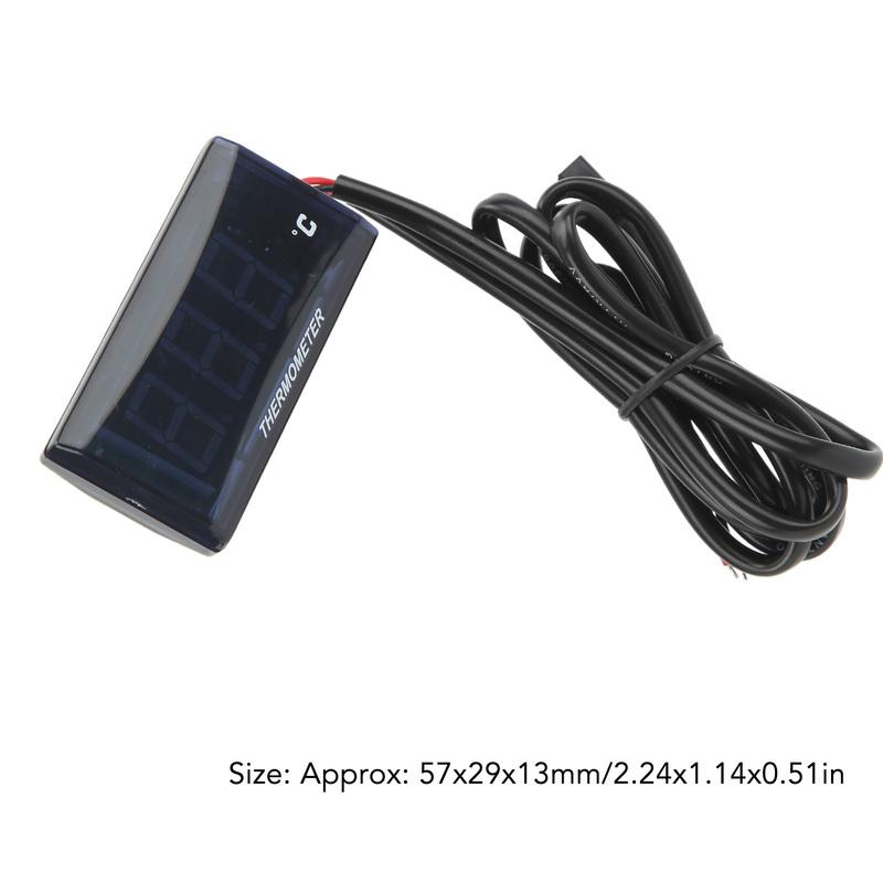 LCD Vattentemperaturmätare Motorcykel DC12V LCD-skärm Smal Vattentemperaturmätare Med 16 mm T-stycke för Motorcykel