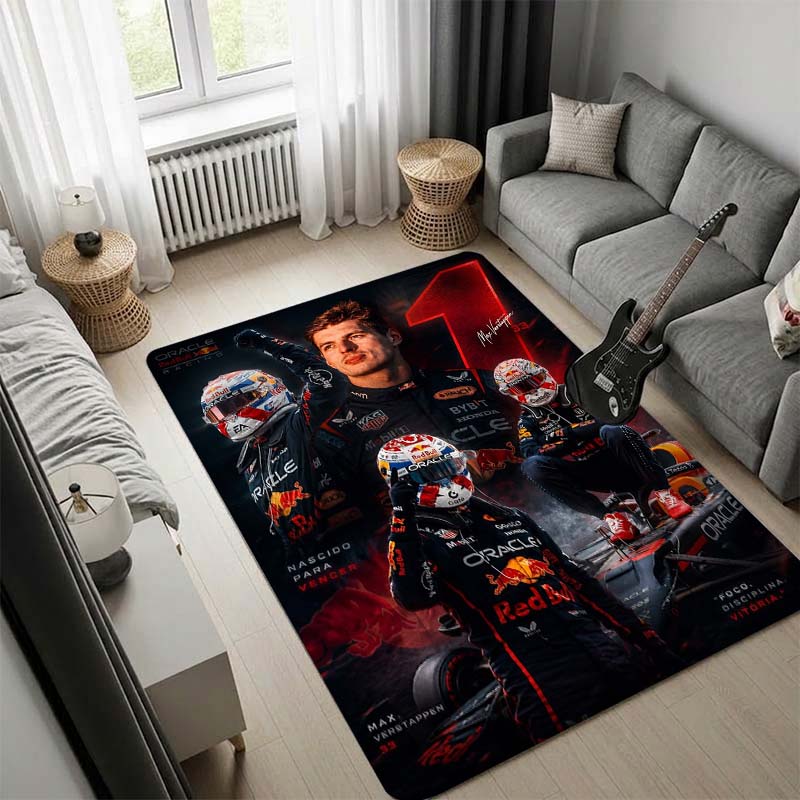 F1 McLaren Team Area Rug, Formula 1 Racing Drivers Collage Print Non Slip Floor Rug for Fan Bedroom Living Room Decor