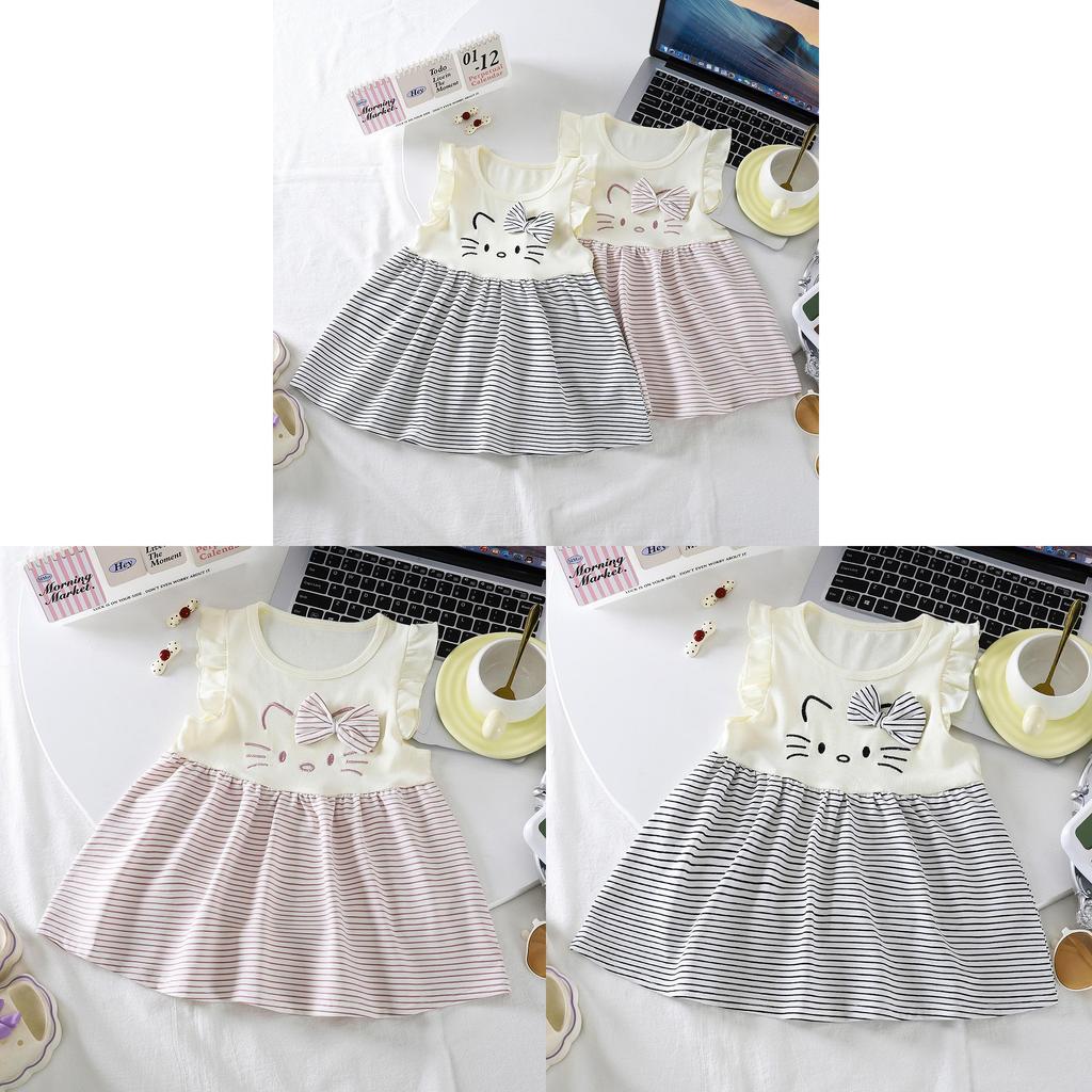 Childrens Cartoon Print Summer Dress With Cotton Material For Girl Teenagers
