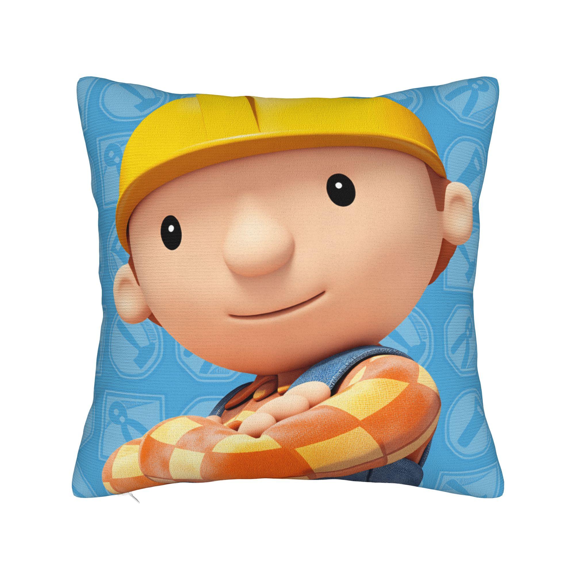 

Cartoon B-Bob B-Builder Pillow Case Custom Pillow Cover For Sofa Bedroom Home Decor Cute Funny Cushion Cover 16x16Inch