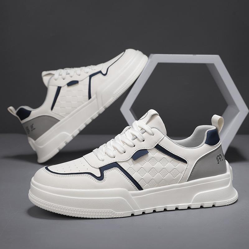 Spring Autumn New Shoes for Men Leather Casual Shoes Trend Flat Skateboard Shoes Street Cool Lace-up Sneaker