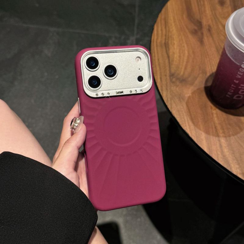 

Sun Pattern iPhone 17 Pro Max Liquid Silicone Case for Apple 16/15 - Protective Magnetic Cover Pro Max 17