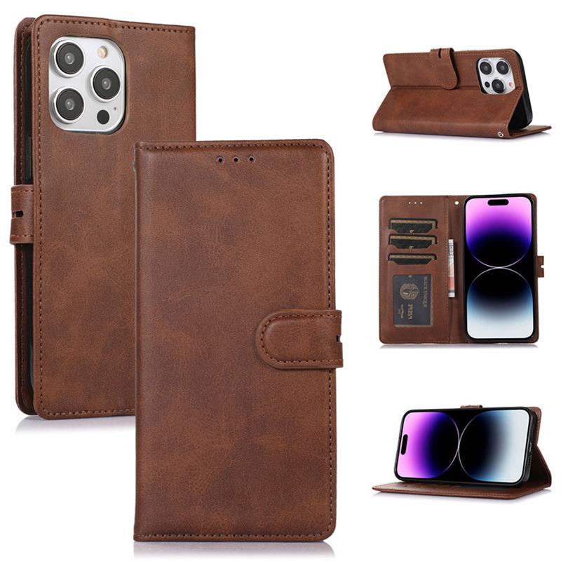 For iPhone 15 Pro Max Stand Wallet Calf Texture Phone Case Full Protection PU Leather Phone Cover