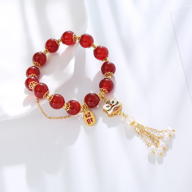 Antique Agate Red Freshwater Pearl Bracelet. Fashion Women Daily Jewelry Lucky Gift