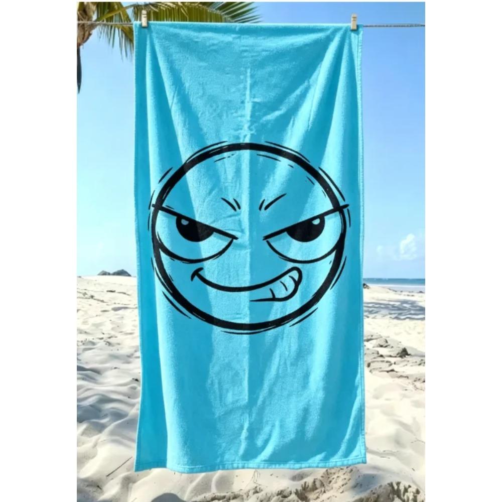 Funny Cartoon Face Beach Towel, Quick Dry Soft Cotton, Angry, Surprised & Playful Expressions for Summer Pool Use Beach Towel