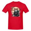 Piece Ronin Warrior Novelty  Cotton TShirt Samurai Cat Tees Tops For Unisex