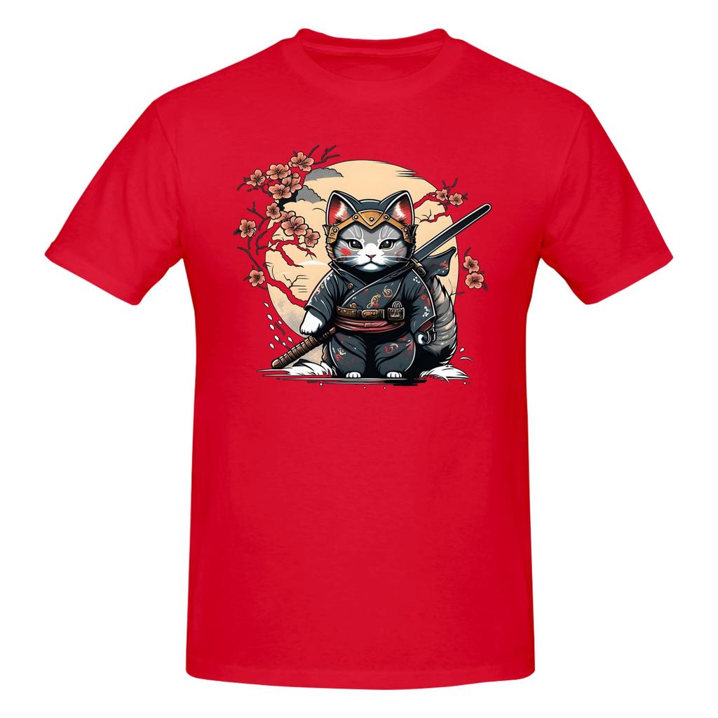 Piece Ronin Warrior Novelty  Cotton TShirt Samurai Cat Tees Tops For Unisex