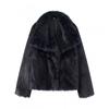 Womens Faux Fur Coat With Oversized Lapel Warm Winter Outerwear In Brown Beige Black Dark Coffee Burgundy