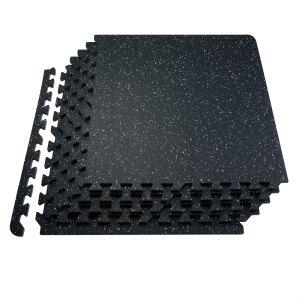 VEVOR 0.56 Inch Thick Gym Floor Mats, 25 Tiles Rubber Top with EVA Foam, 25" x 25" Gym Flooring Workout Mats with 100sq.ft Coverage