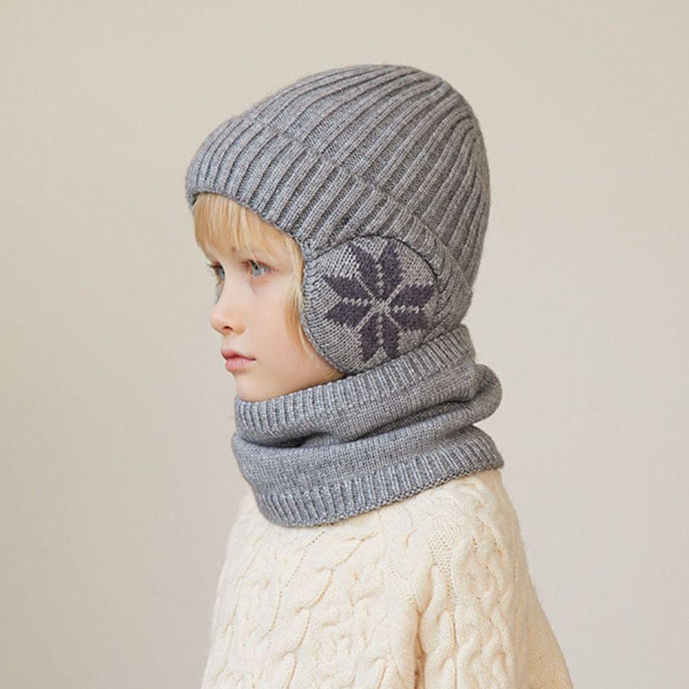2pcs Coldproof Children Knitted Beanie Solid Color Pullover Hat Fashion Scarf Hat Set  Winter