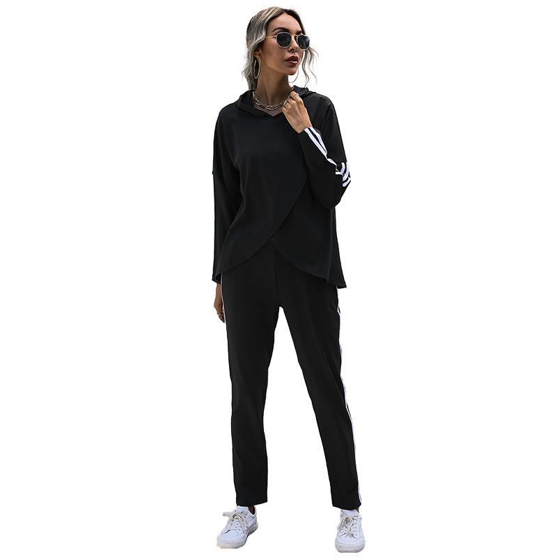 Fashion Women's Two Piece Black Irregular Casual Comfortable Elegant Suit Women