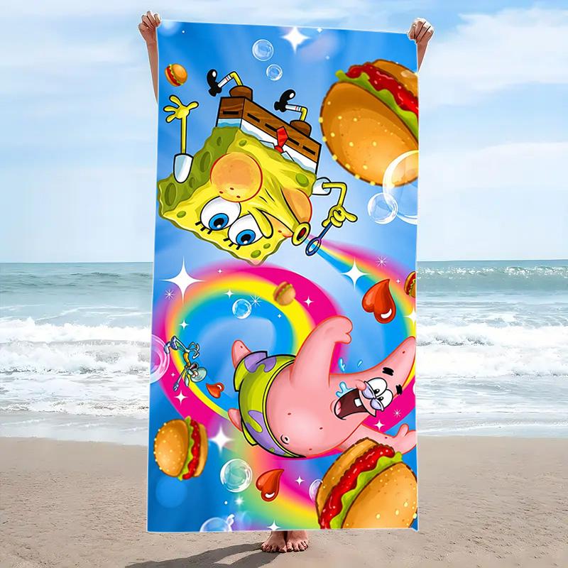 SquarePants Print Beach Towel, Large Soft Quick Dry Towel for Beach Camping Swimming