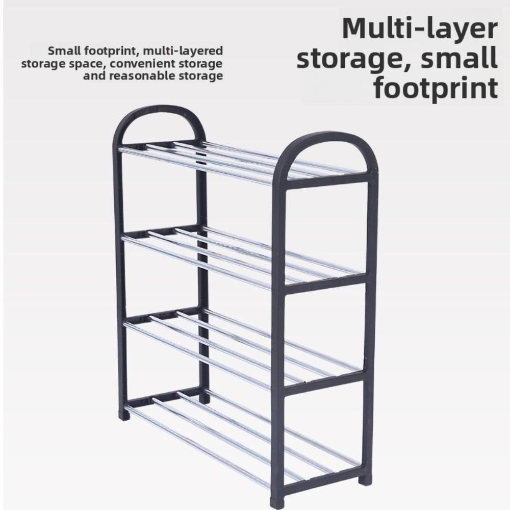 4-Tier Simple Shoe Rack Free Standing Metal Shoe Organizer Space Saving Shoes Storage Shelf Easy Assembly Shoe Holder