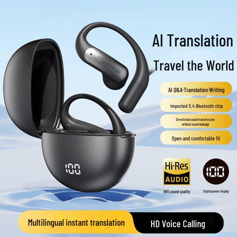 M118 AI Smart Translation Earbuds with Long Battery Life and Display, Semi-in-ear, Ear-hook Bluetooth.