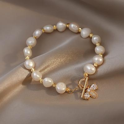 Luxury Baroque Freshwater Pearl Bracelet Niche High Sense Zircon Bee Pendant Luxury Bracelet For Women Gift