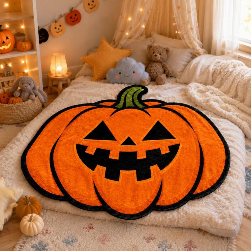 Halloween Pumpkin Shaped Flannel Blanket Cute Office Nap Throw All