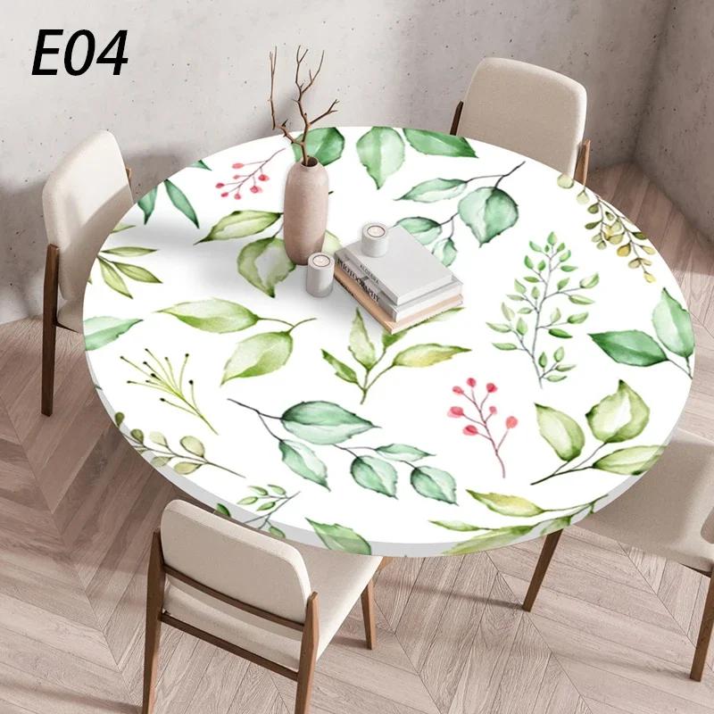 60/90/120Cm Round Table Cover Waterproof Oil-Proof Tablecloth Elastic Kitchen Dining Wedding Party Table Cover Home Decoration