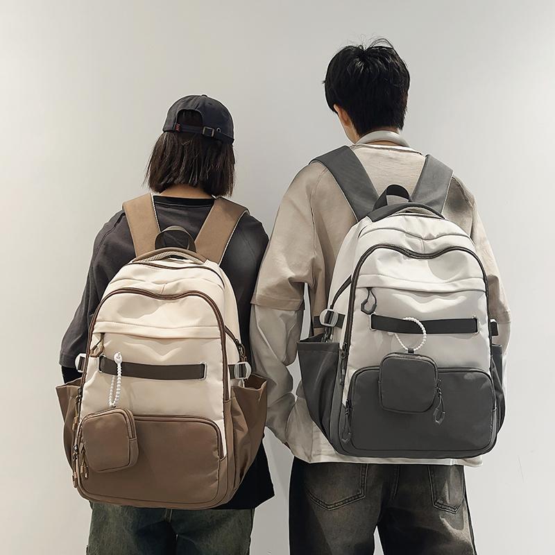 Schultasche für Mittelschüler, Farbblock, Damenrucksack mit großer Kapazität, Herren-Reiserucksack mit Geldbörse