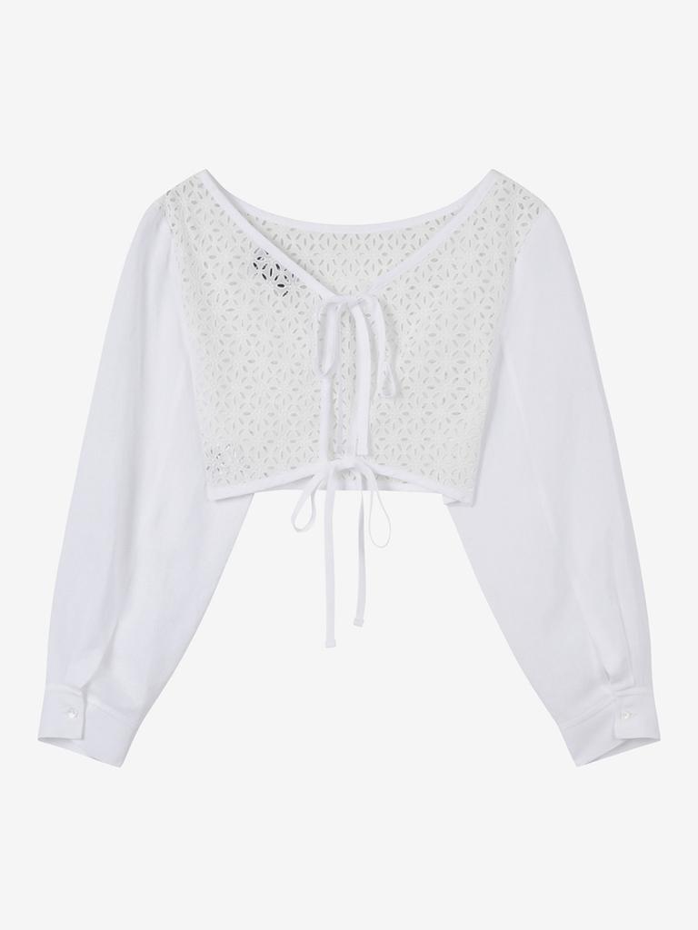 Luvm Punching Open Back Blouse_White