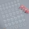 1 Sheet Nail Art Stickers 3D Cute Heart White Gold Silver Lines Love Heart Nail Decals Diy Adhesive Slider Manicure Decorations