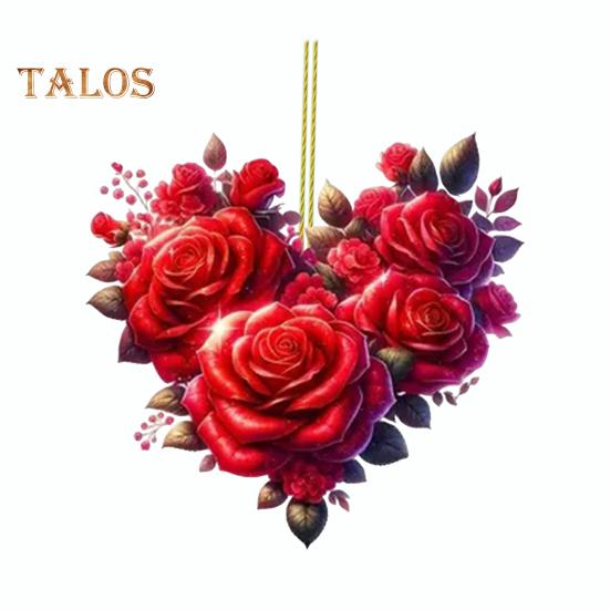 

Подвеска для автомобиля с 2D-печатью в виде розы, рождественской елки, легкая подвеска для украшения зеркала заднего вида, сумки, окна красный