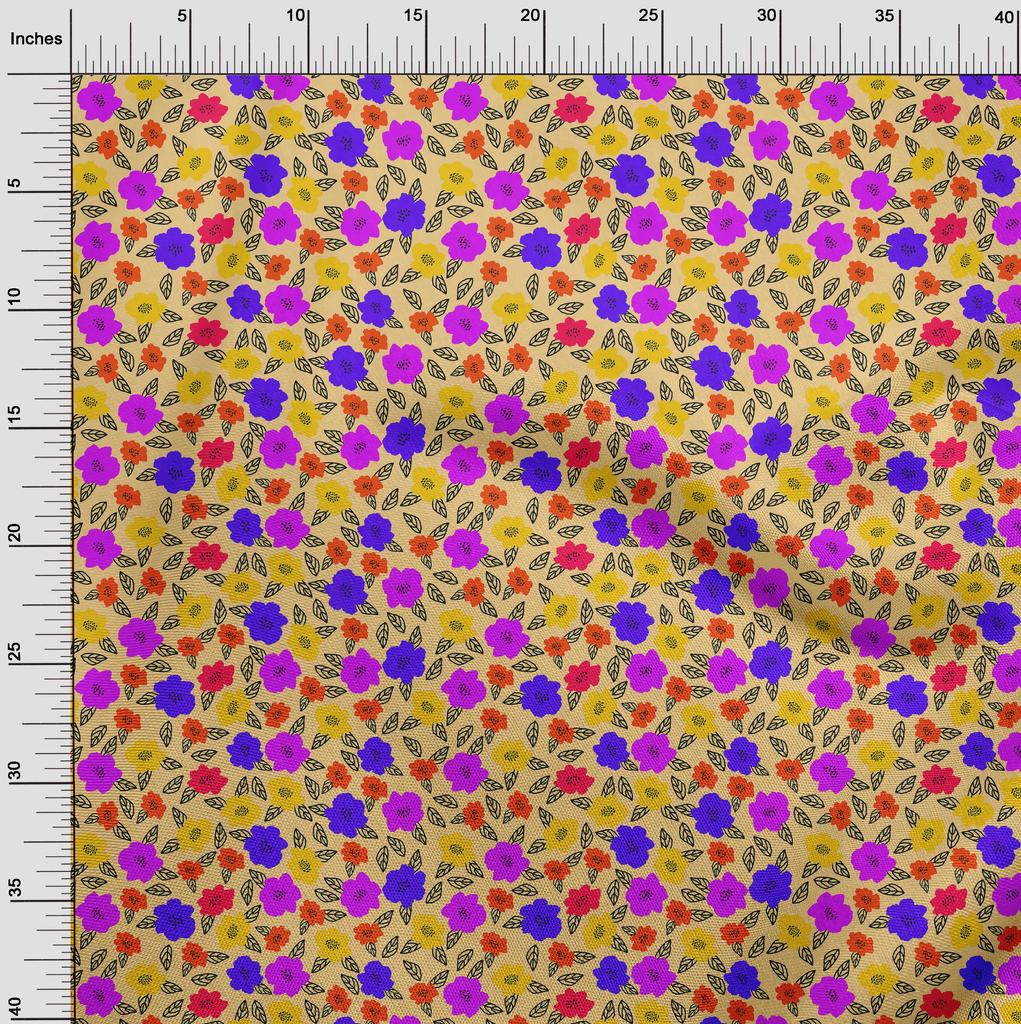 oneOone Cotton Flex Ronchi Fabric Leaves & Flower Quilting Supplies Print Sewing Fabric By The Yard 40 Inch
