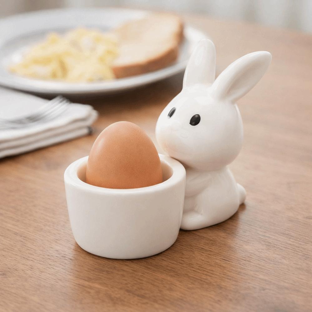Stable Ceramic Egg Cup Smooth Rabbit Eggs Cup Creative Egg Stand Holder  Easter Decor