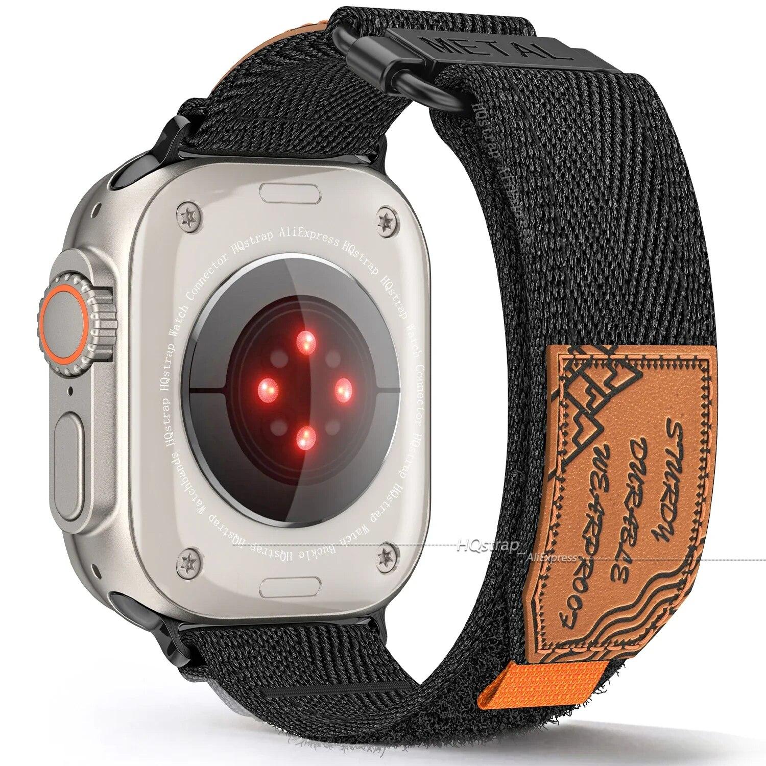 

Мягкая холщовая петля для ремешка Apple Watch Ultra 49 мм, 45 мм, 44 мм, 42 мм, 38 мм, 41 мм, 40 мм для браслета Iwatch Series 8 7 5 6 4 SE 38mm 40mm 41mm чёрный