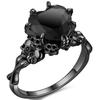 Gothic Style Promise Ring Inlaid Heart Shape Zircon Skull Design  Wedding Jewelry Perfect Halloween Gift For Your Lover