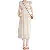 French flying sleeves apricot dress female summer small man sweet and gentle wind fungus edge Mori first love fairy dress