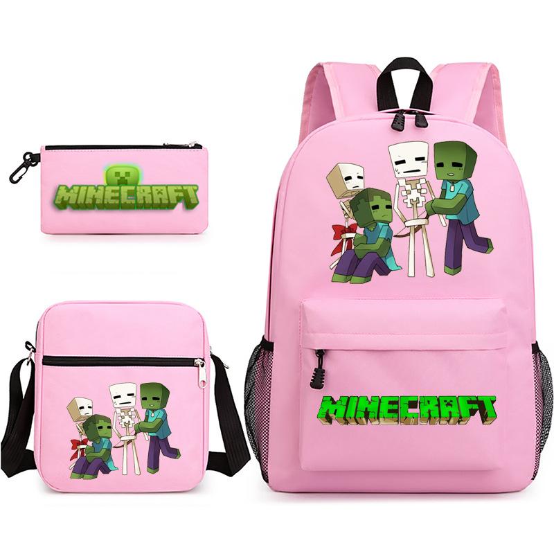 2022 Cross-border Starry Sky School Bag Three-piece Casual Fashion My World Game School Travel Bag
