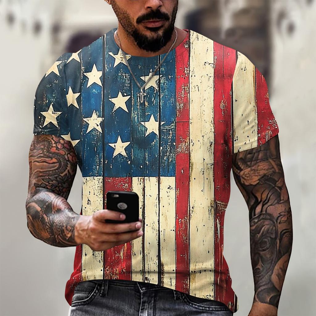 Męski modny T-shirt, odzież uliczna casual z krótkim rękawem