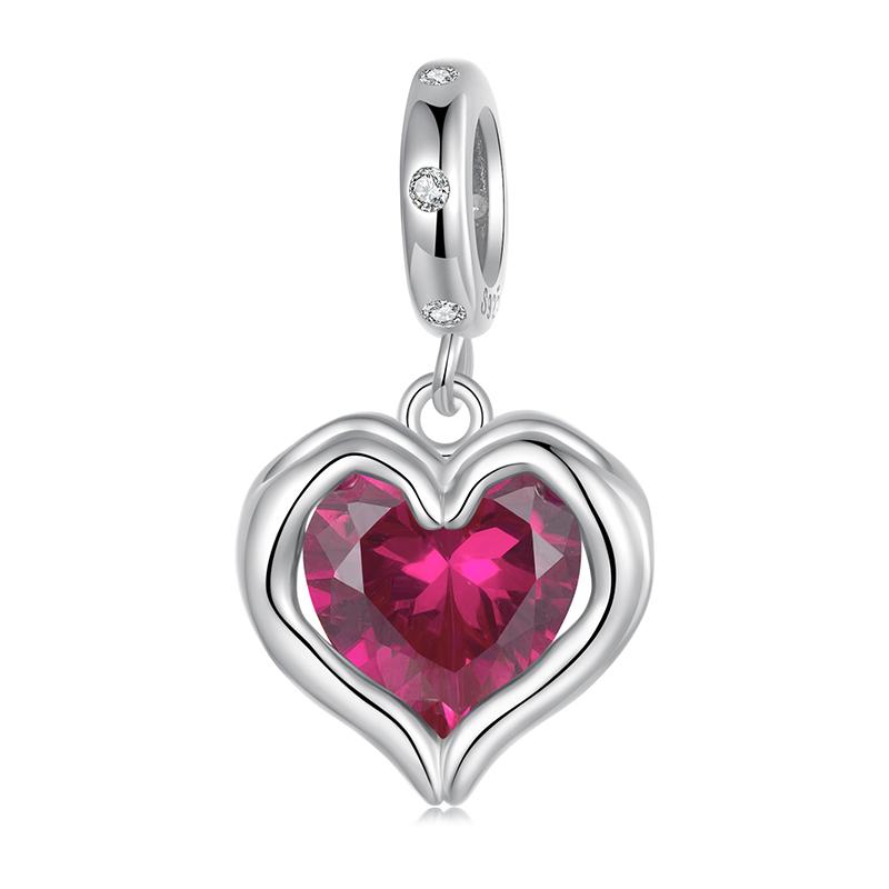 WOSTU 925 Silver Valentine Gift Openable Red Heart Charms Love Pendant mom Bead Fit Bracelet Necklace DIY Jewelry Gift