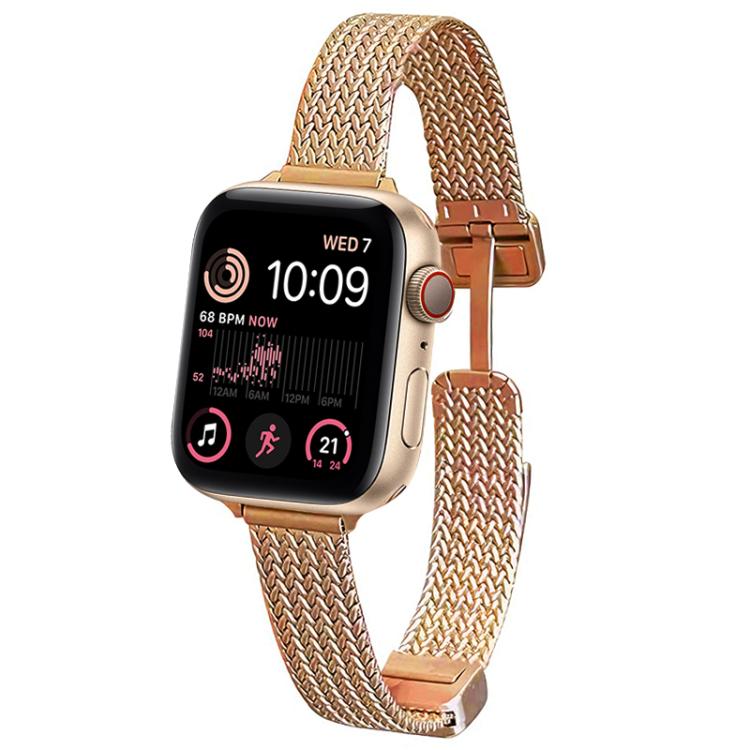 Wheat Ear Magnetic Buckle Stainless Steel Watch Band For Apple Watch 42/44/45/46/49mm, Adjustable Metal Business Replacement Wrist Strap
