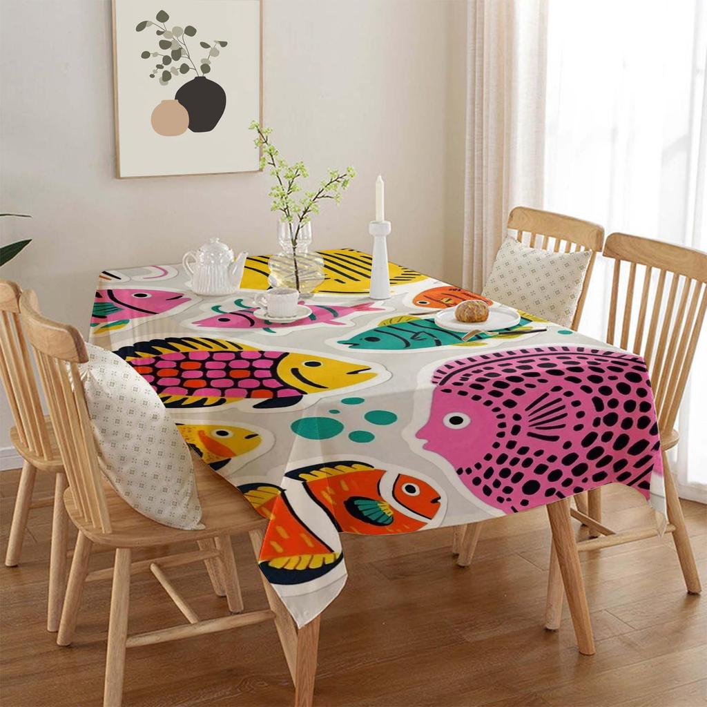 Ocean Series Polyester Tablecloth: European Style Dining & Festival Decor for Home and Hotel.