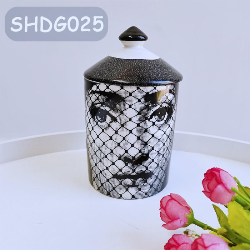Vaso portaoggetti in ceramica con design sul viso, per gioielli, candele, decorazione da scrivania, contenitore in stile europeo