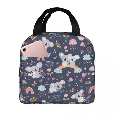 Cute Koala Lunch Bags Portable Insulated Polyester Cooler Thermal Cold Food Picnic Lunch Box for Women Kids
