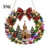 DIY Heimurlaubsdekoration Acryl Weihnachten Kunstperlen Aufhänge-Set, Beleuchteter Kranz 3D Perlen Bastelmalerei Set Kit mit LED-Lichterkette,