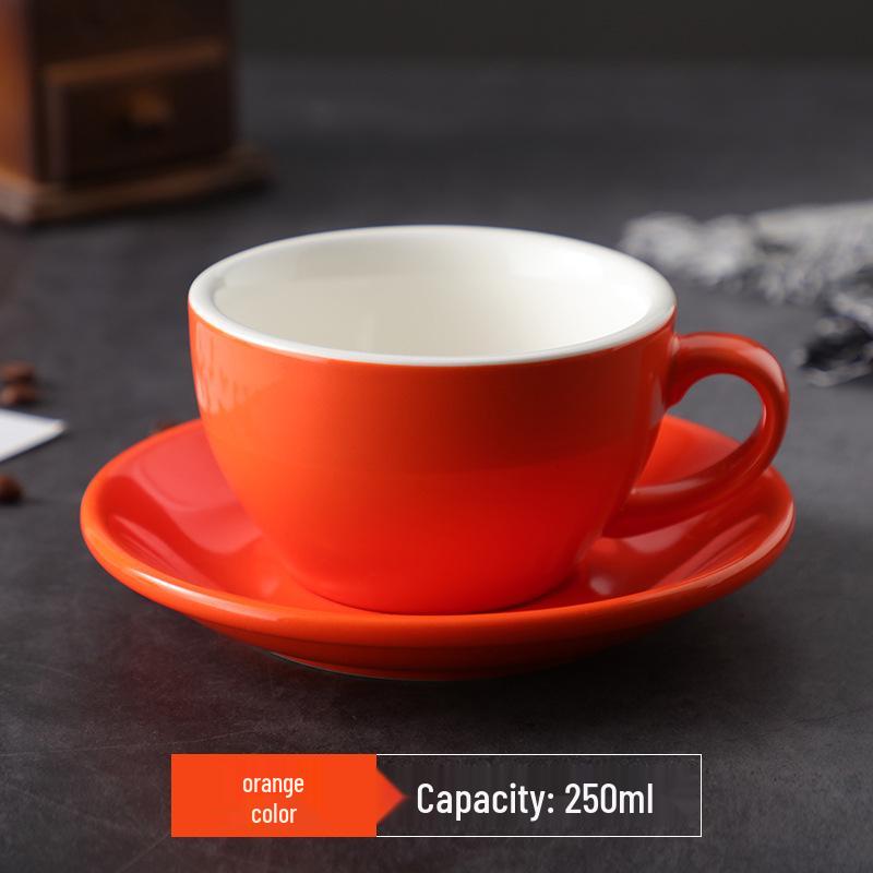 250ml Thickened Ceramic Latte Art Cup - Large Capacity, Light Luxury, Retro Design, Customizable Logo