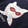 Women's Cat Print Beaded Short Sleeve T-Shirt