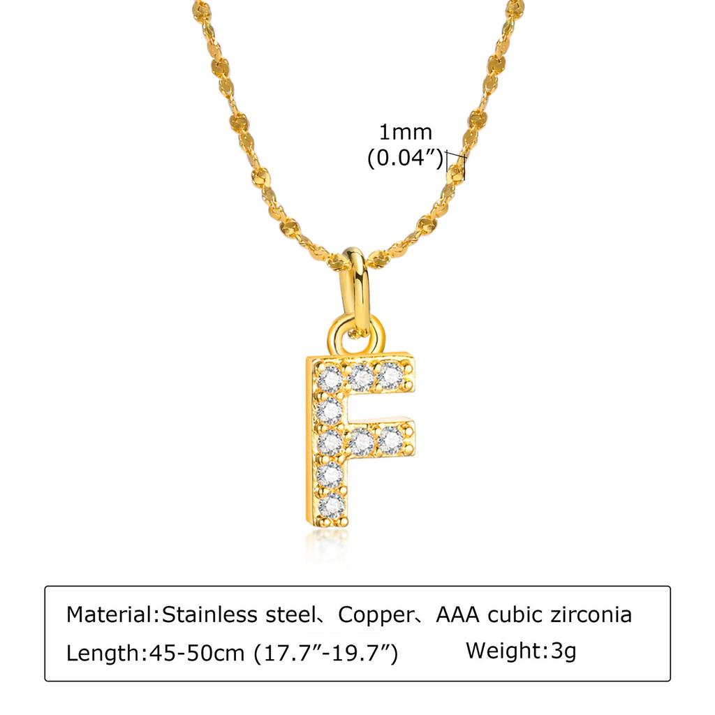 A-Z Initial 26 Letters AAA Cubic Zirconia Pendants Necklace For Women, Stainless Steel Dainty Charm Necklaces Fashion Jewelry
