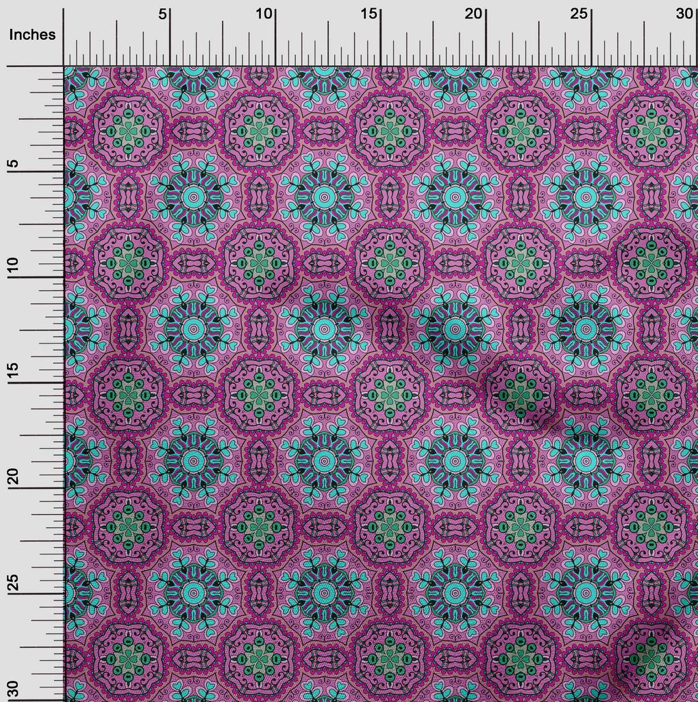 oneOone Cotton Flex Pink Fabric Asian Block Floral Fabric For Sewing Printed Craft Fabric By The Yard 40 Inch