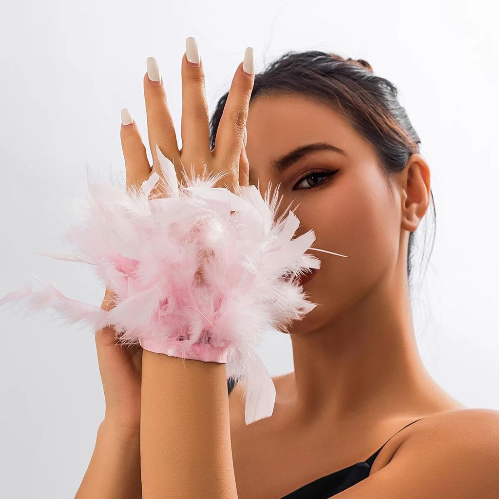 Elegant Trendy Multilayer White Natural Feather Bracelet for Women Korean Fashion Adjustable Bangles Y2K Jewelry Accessories New