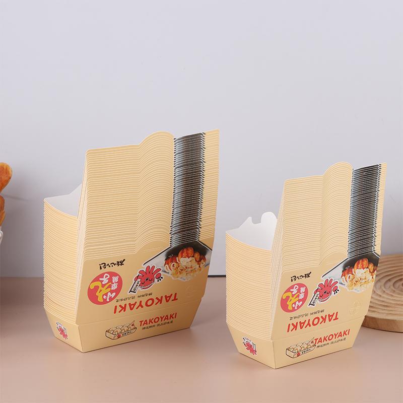 50 szt. Pudełko do pakowania kulek ośmiornicy Japońskie jedzenie uliczne Takoyaki Jednorazowe opakowanie na przekąski na wynos Papierowy pojemnik do pakowania Zaopatrzenie na imprezę