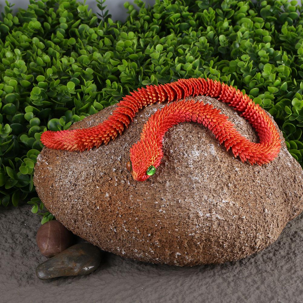 3D Printed Flexible Snake Fidget Toys Realistic Movable Joint Snake Toy 60cm Viper Model Creative for Home Office Decor