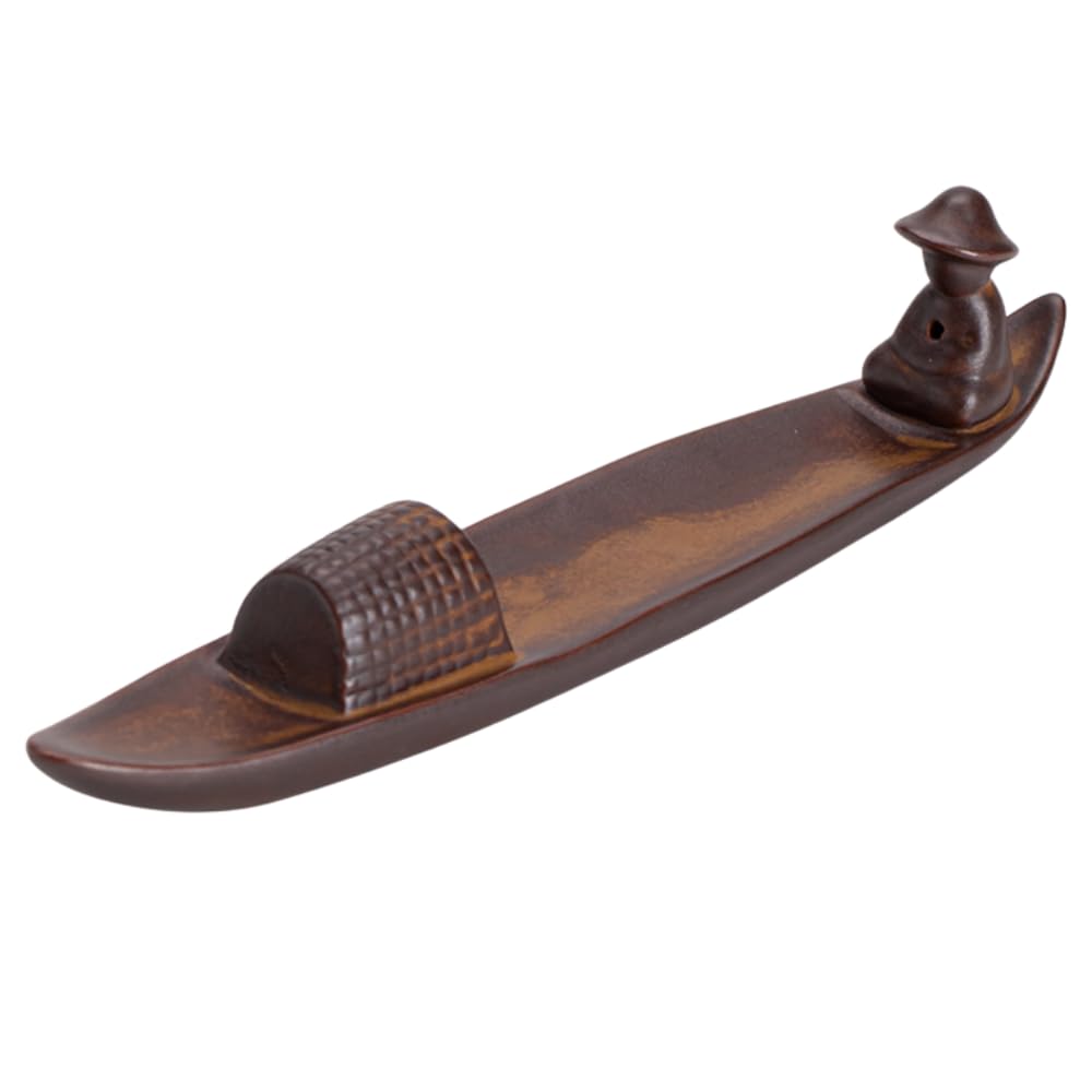 Senfu Incense Holder, Stylish, Spill-Proof, Horizontal, Retro, Fisherman, Boat Design, Ceramic