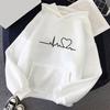 Felpa Unisex Autunno Inverno per Coppia Manica Lunga Stampa Vestibilità Rilassata Polsini Elasticizzati Tasca Grande Con Cappuccio Coulisse Morbida Calda Pullover Quotidiano con Cappuccio