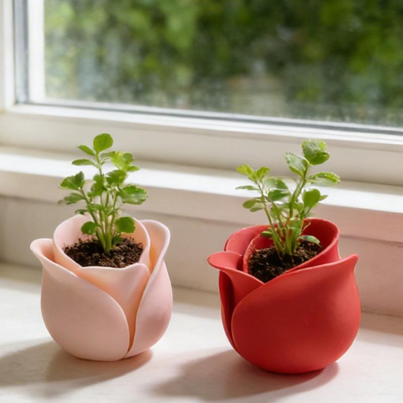 Rosenform Sukkulenten-Becken Blumentopf Kreative Mini-Sukkulenten-Töpfe Für Tägliche Gartenarbeit Heimdekoration Blumentöpfe