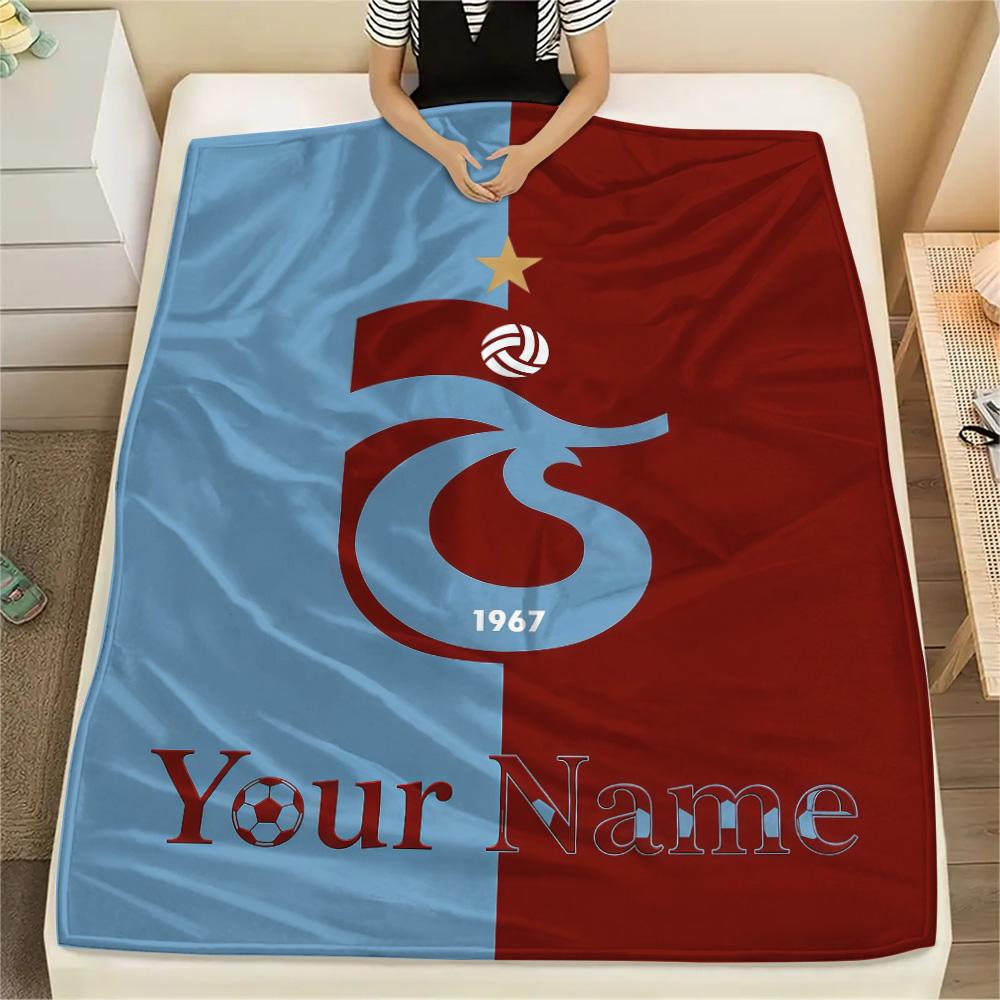 1PC Custom Name Trabzonspor Patterned Flannel Blanket Suitable For All Seasons for Home Decor Warmth and Comfort Gifts Holiday Present -HE223